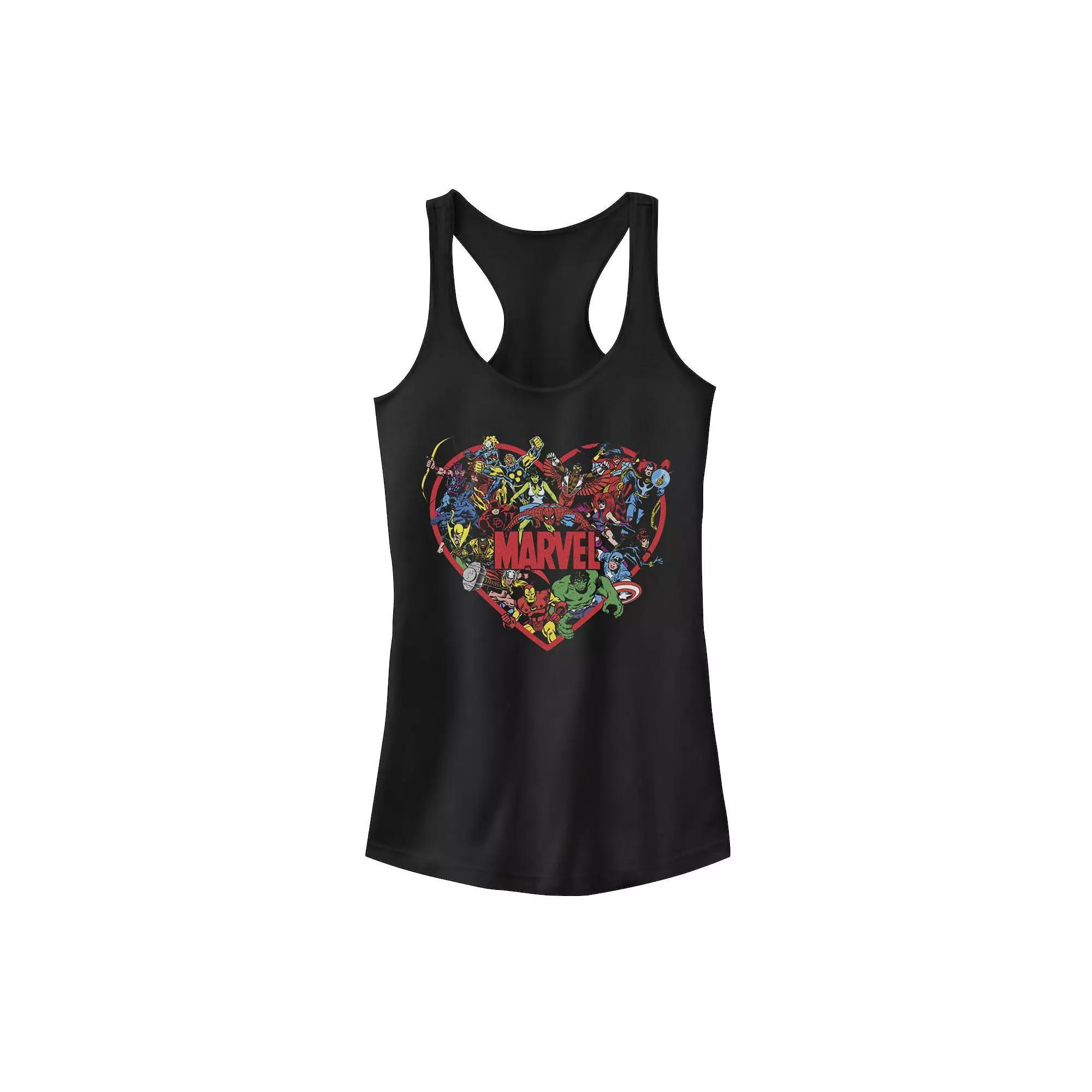 Juniors' Marvel Hero Heart Tank Top, Girl's, Size: Large, Black Product Image