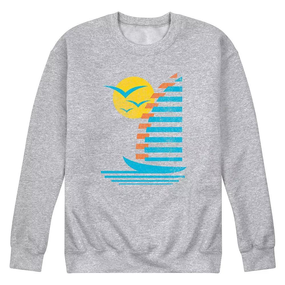 Mens Sailboats Gulls Retro Fleece Sweatshirt Product Image