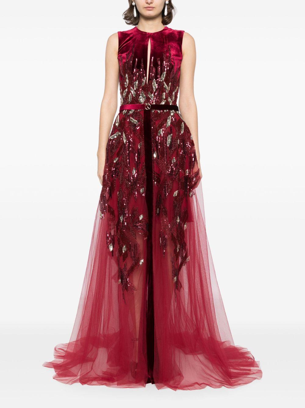 velvet embroidered dress Product Image
