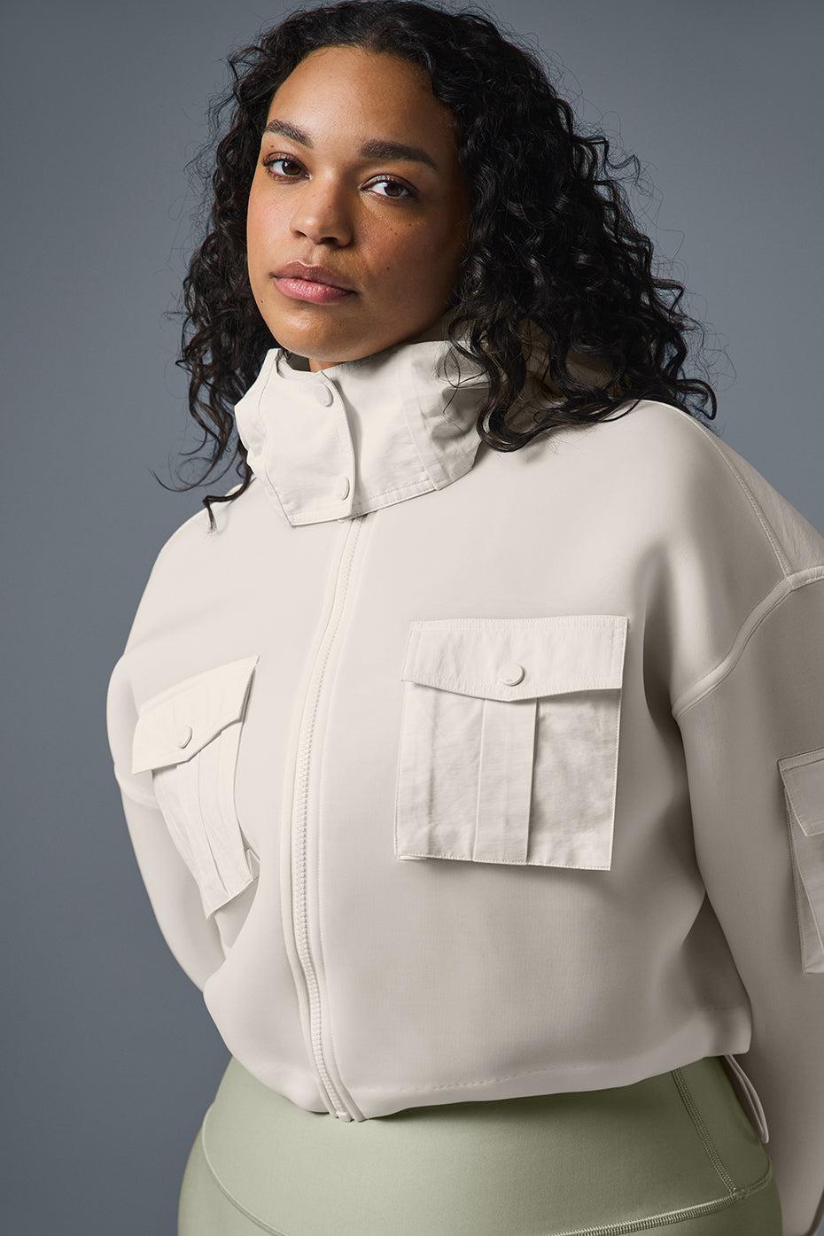Cropped Engage Cargo Parka - Ivory Female Product Image