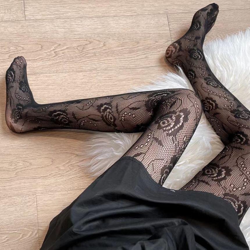 Floral Fishnet Tights Product Image