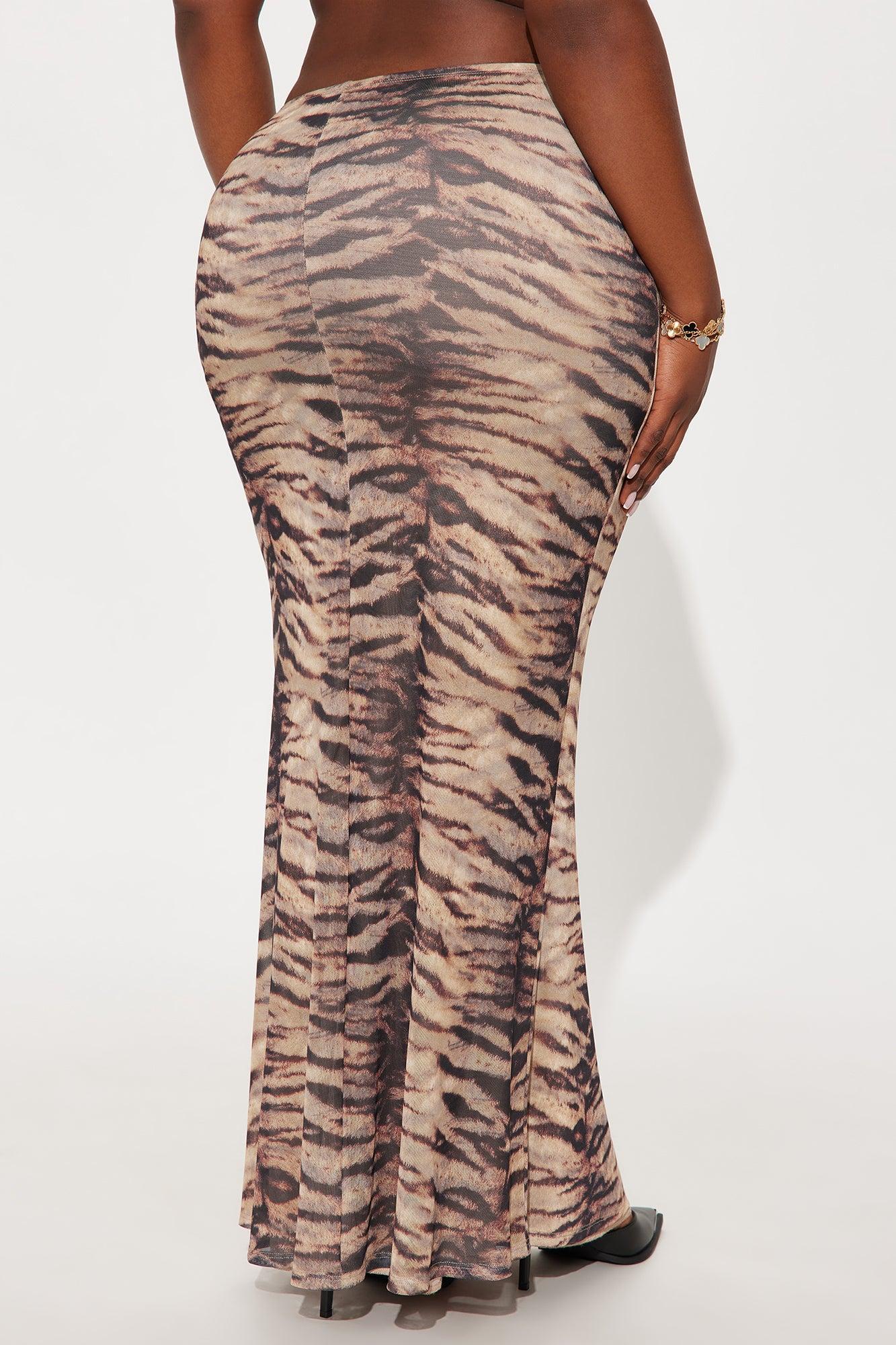 Feeling Feisty Tiger Print Mesh Maxi - Brown/combo Product Image