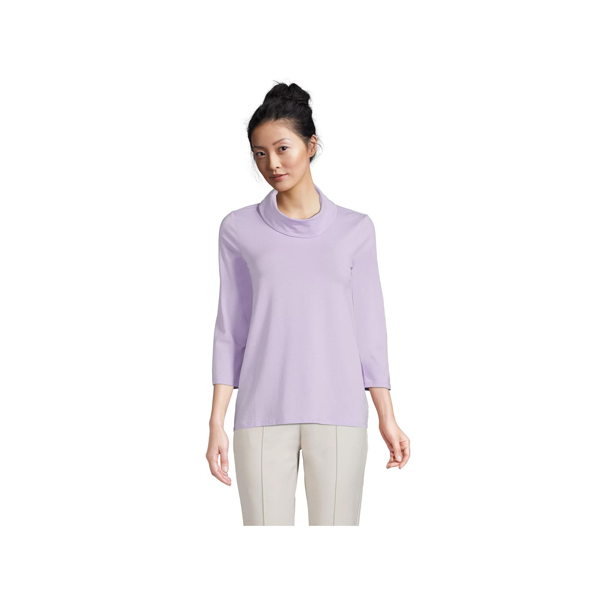 Women's Lands' End Lightweight Jersey Cowl Neck Top, Size: Large, Purple Cloud Product Image