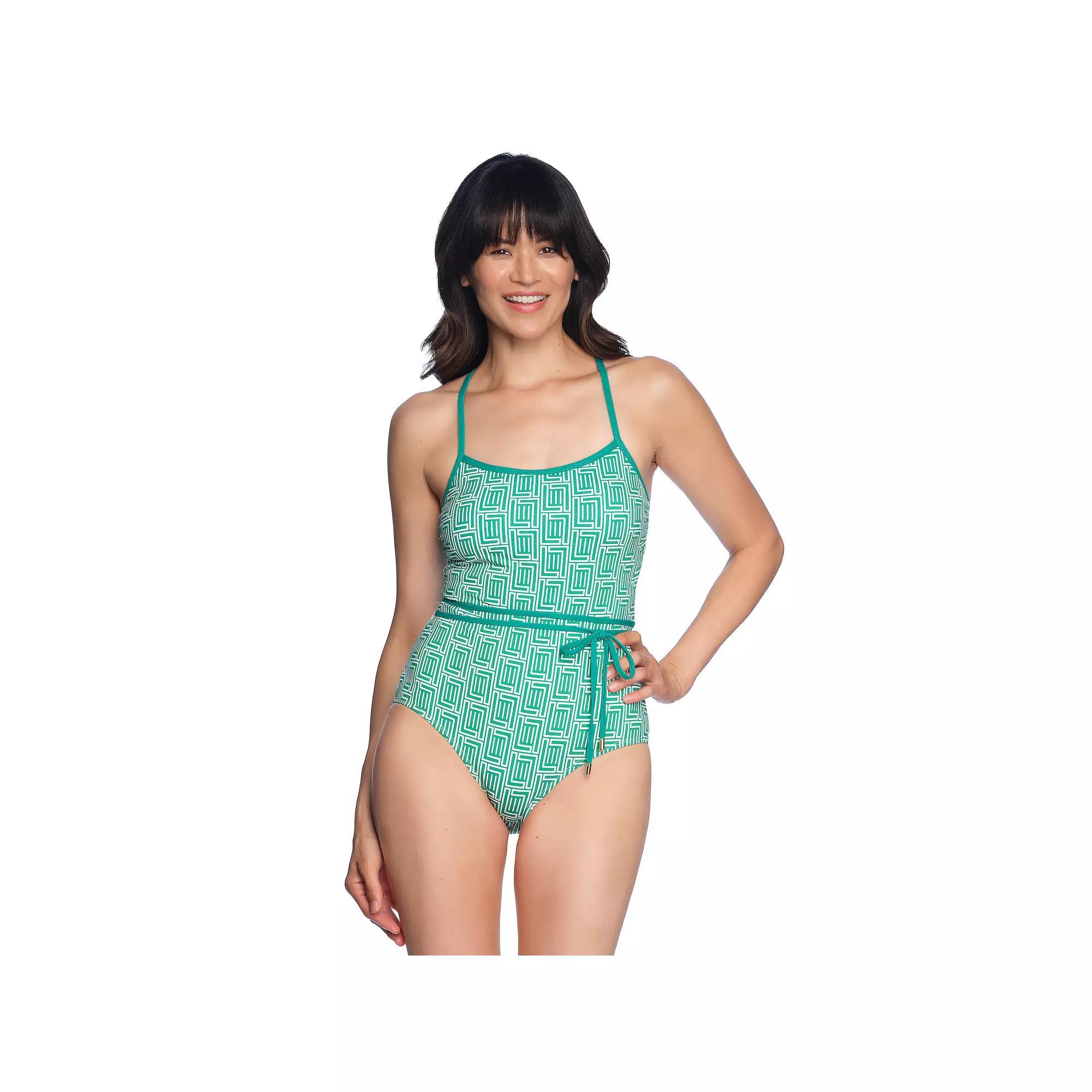 LOFT One-Piece Tie Waist Swimsuit, Women's, Size: XL, Irish Green Product Image