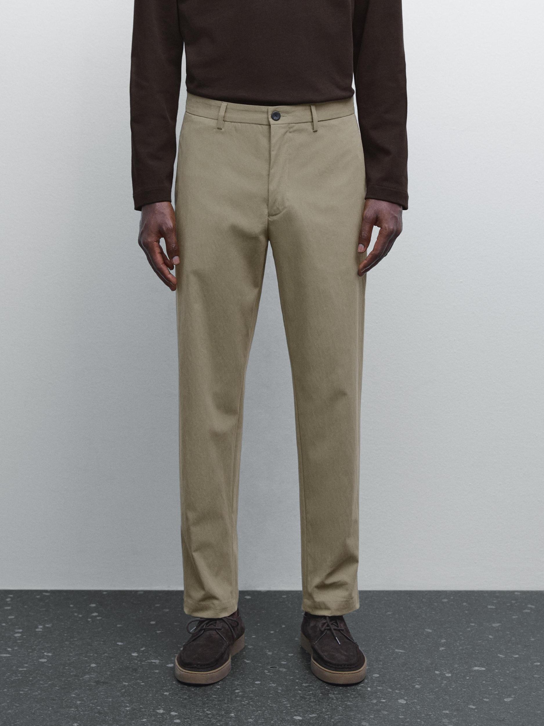 Cotton blend cigarette fit trousers Product Image