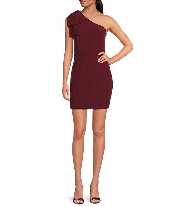 Gianni Bini Deliah One Bow Shoulder Sleeveless Sheath Crepe Mini Dress Product Image