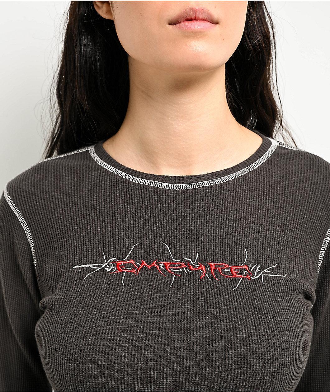 Empyre Thelma Grey Crop Thermal Long Sleeve T-Shirt Product Image