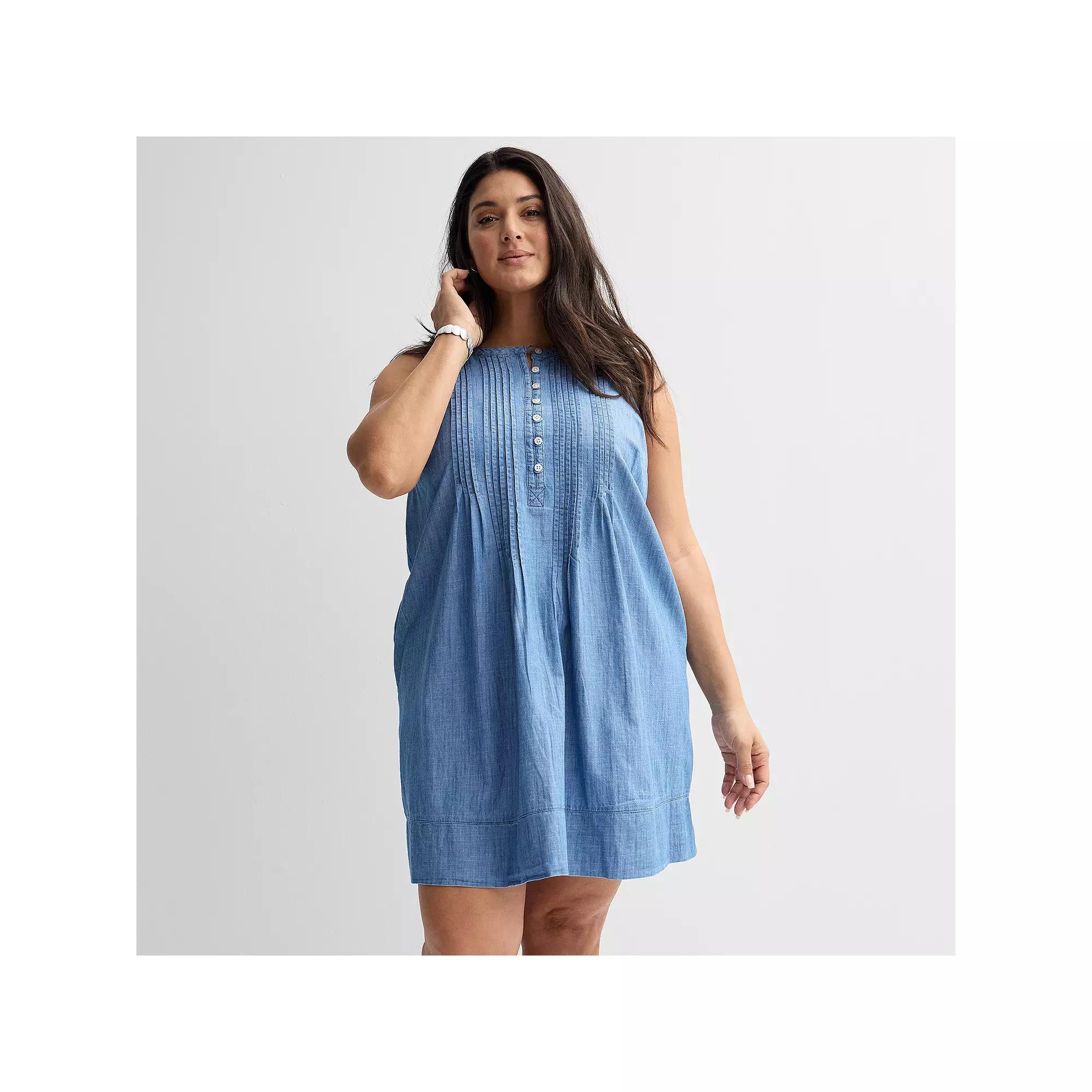 Plus Size Sonoma Goods For Life® Pintuck Dress, Women's, Size: 5XL, Chambray Product Image