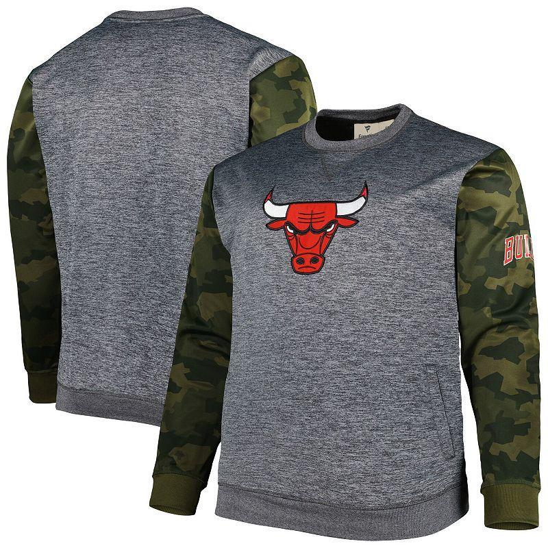 Men's Fanatics Branded Heather Charcoal Chicago Bulls Big & Tall Camo Stitched Sweatshirt, Size: 3XLT Product Image