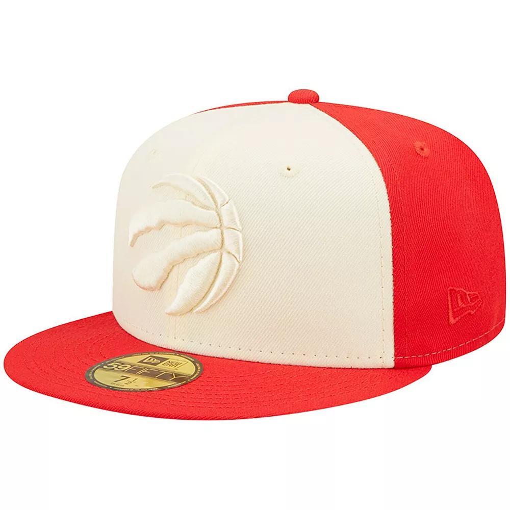 Men's New Era Cream/Red Toronto Raptors Cork Two-Tone 59FIFTY Fitted Hat, Size: 6 7/8, Rpt Beige Product Image