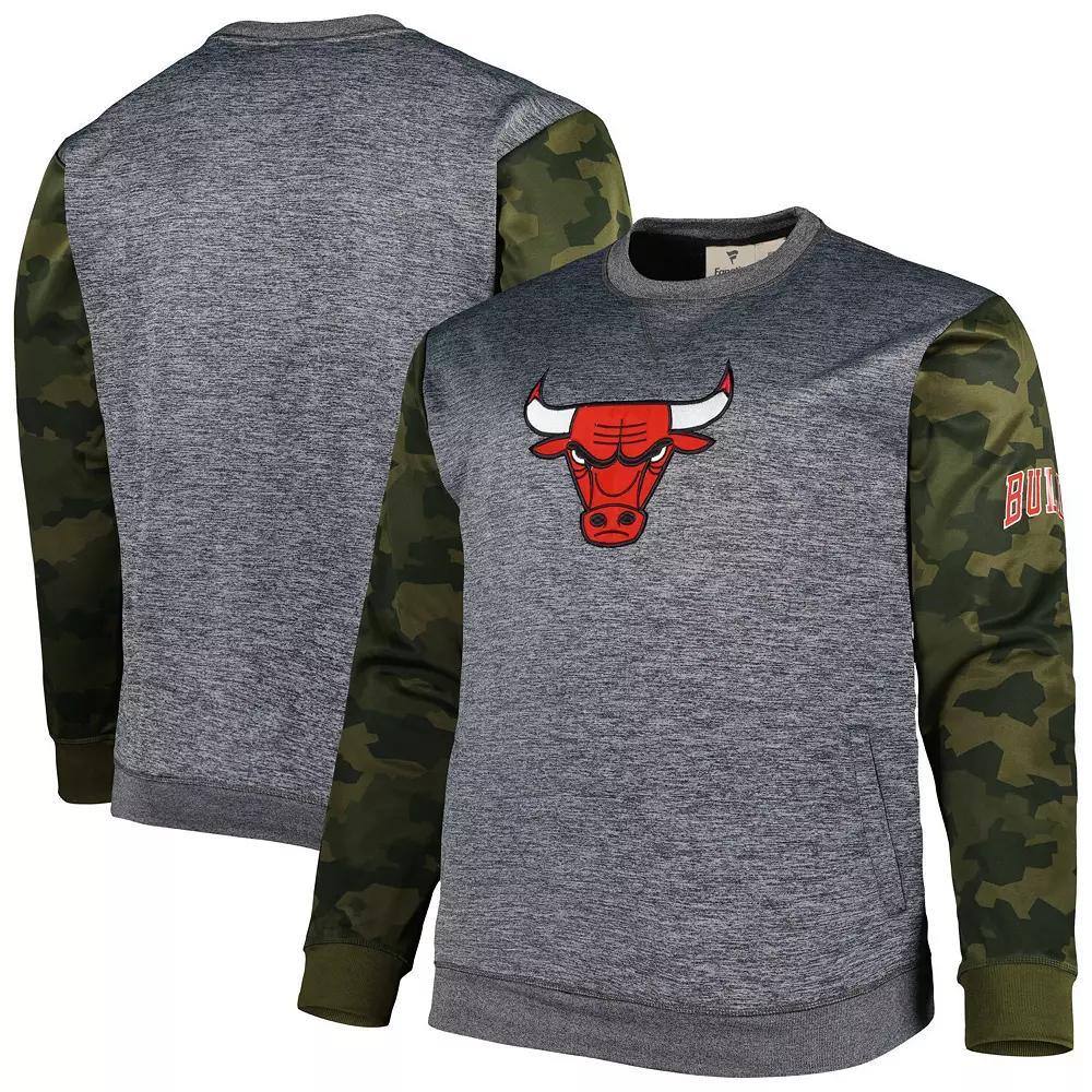 Men's Fanatics Branded Heather Charcoal Chicago Bulls Big & Tall Camo Stitched Sweatshirt, Size: 3XLT Product Image