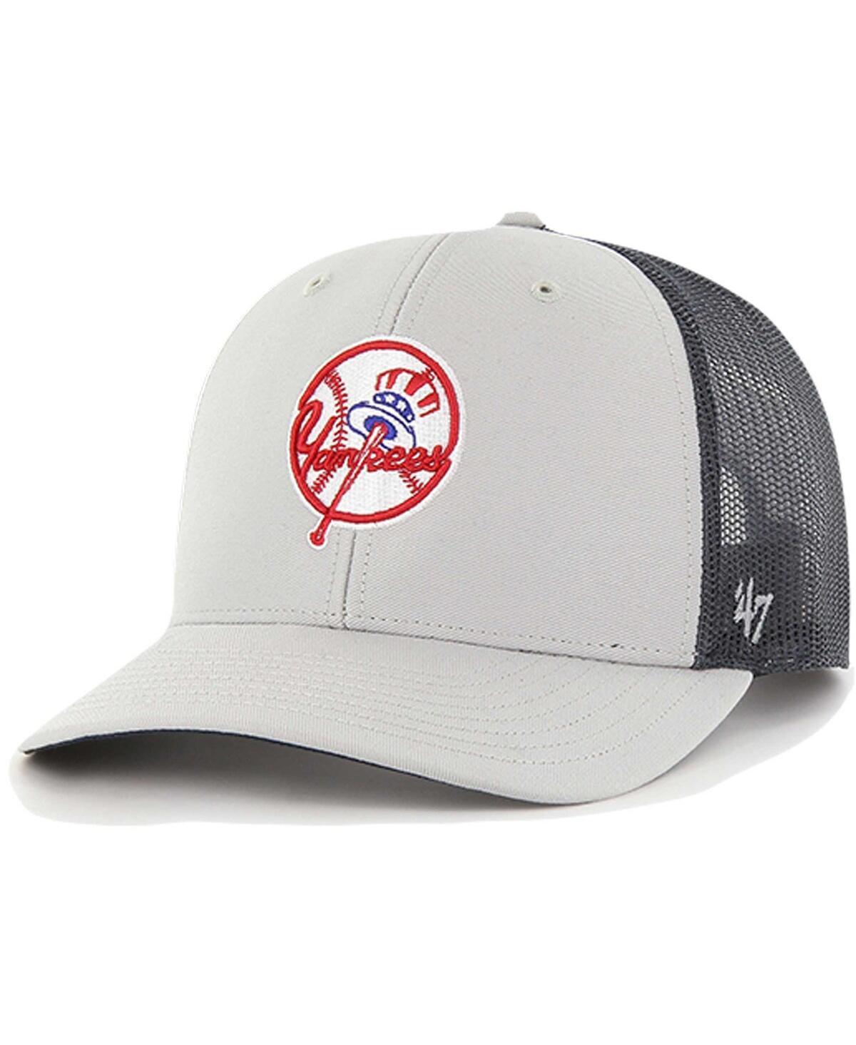 Men's '47 Gray New York Yankees Secondary Trucker Snapback Hat, Grey Product Image