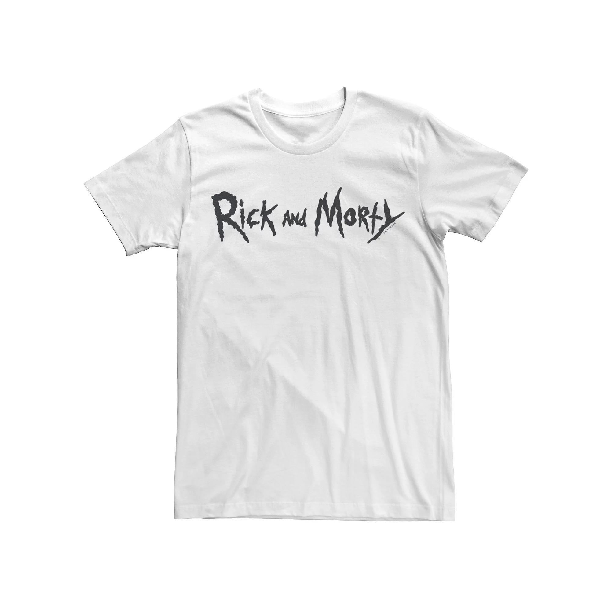 Men's Rick & Morty Simple Black Text Tee, Size: Large, White Product Image