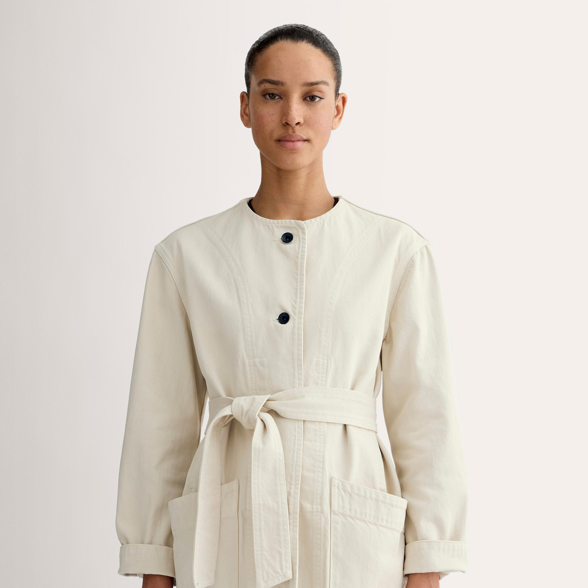 The Long Denim Barrel Jacket Product Image