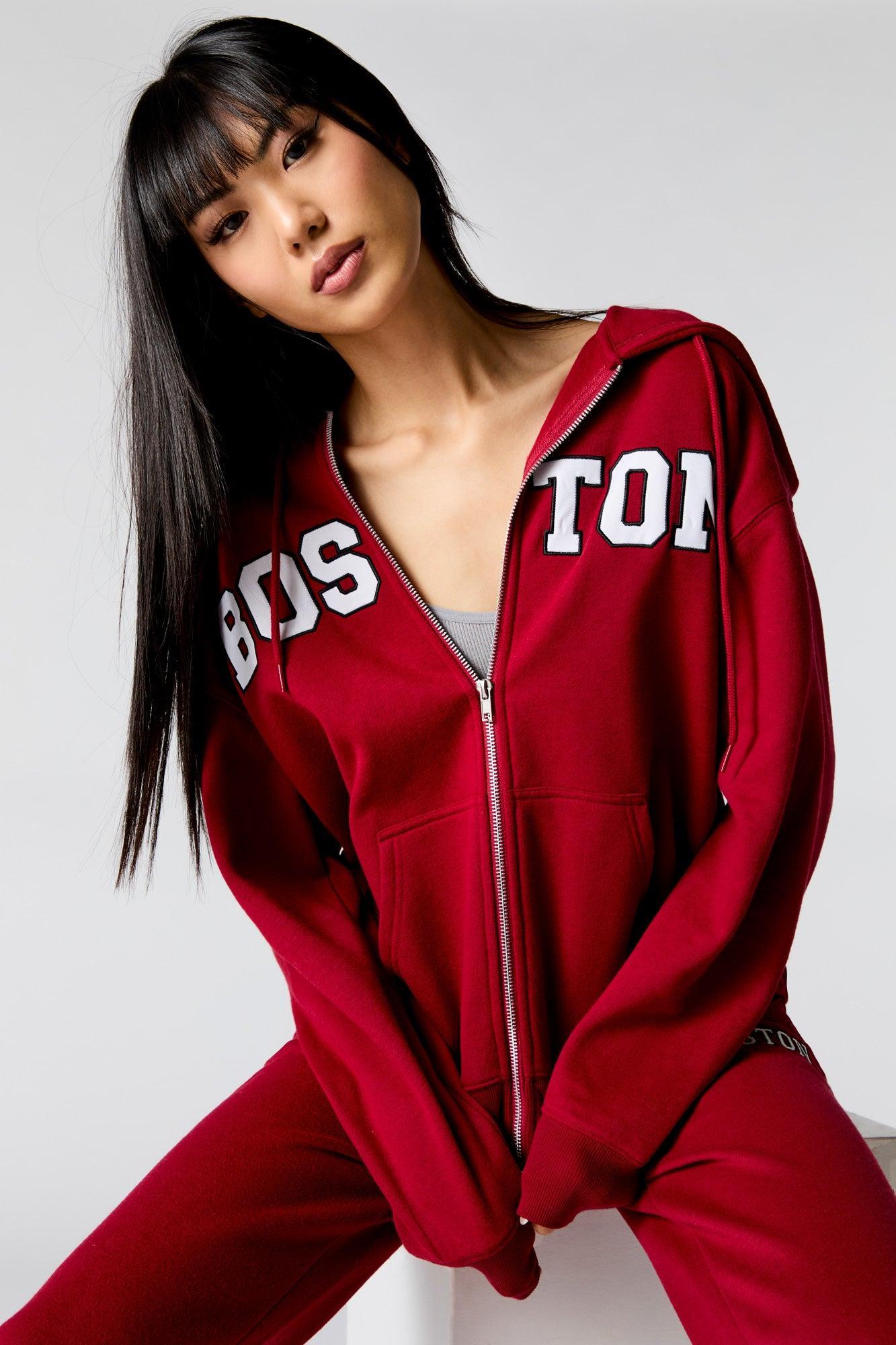 City Embroidered Zip-Up Fleece Hoodie Female Product Image