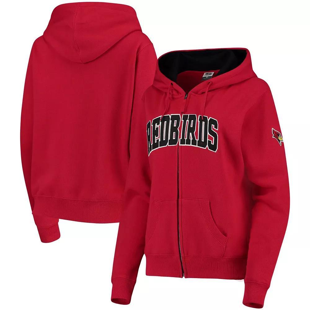 Women's Stadium Athletic Red Illinois State Redbirds Arched Name Full Zip Primary Logo Hoodie, Size: Large, Ils Red Product Image