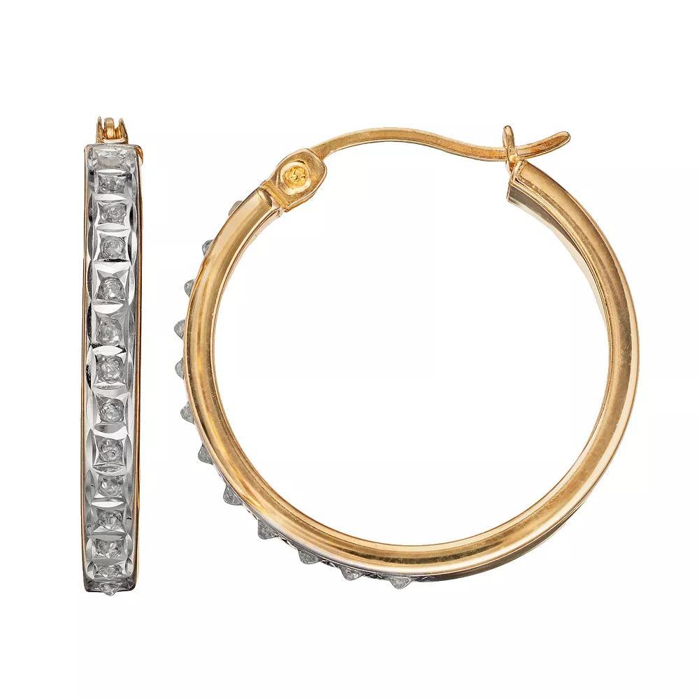 Diamond Mystique Sterling Silver Diamond Accent Hoop Earrings, Women's, 18k Gold Over Silver Product Image