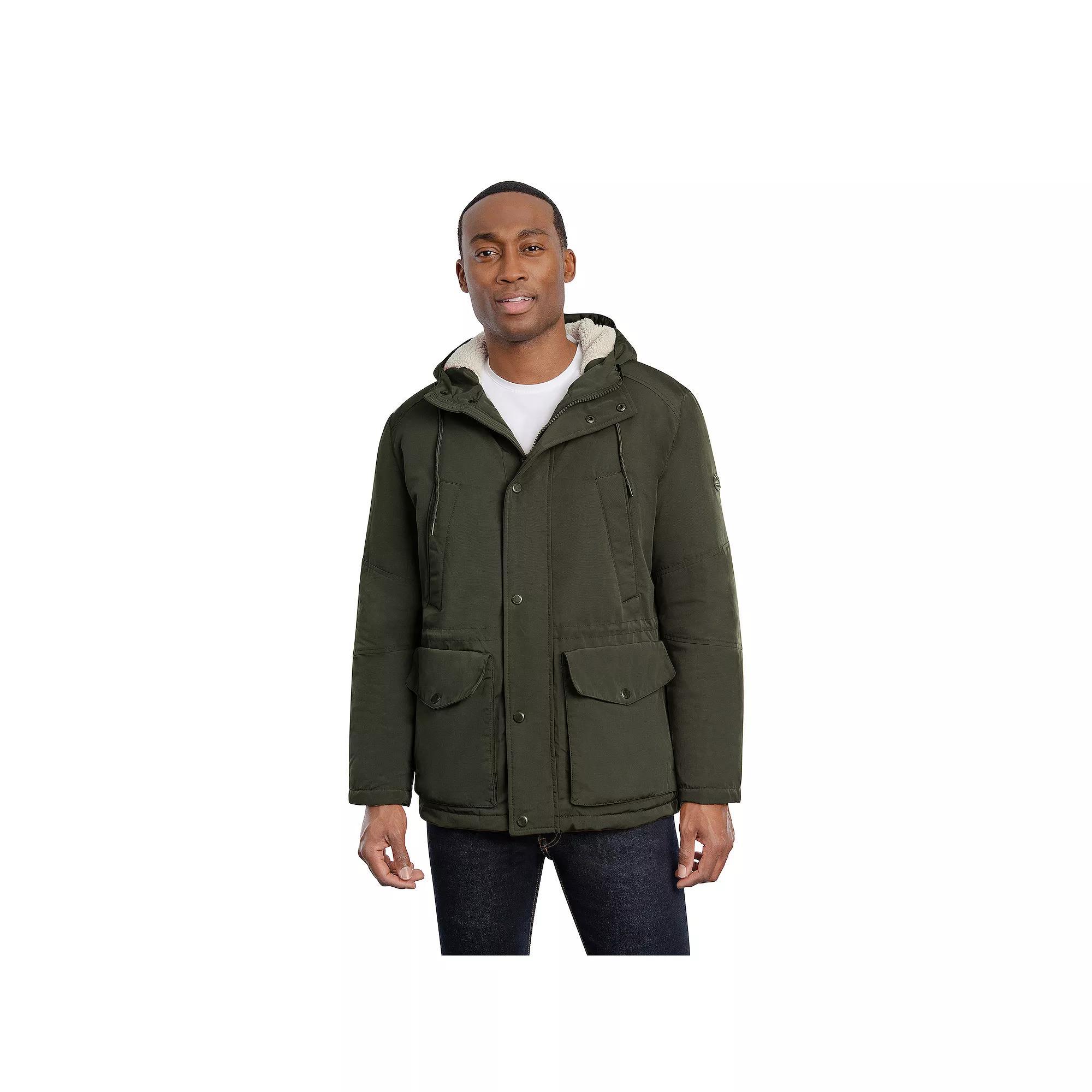 Men's London Fog Sherpa-Lined Hooded Parka, Size: Large, Green Product Image