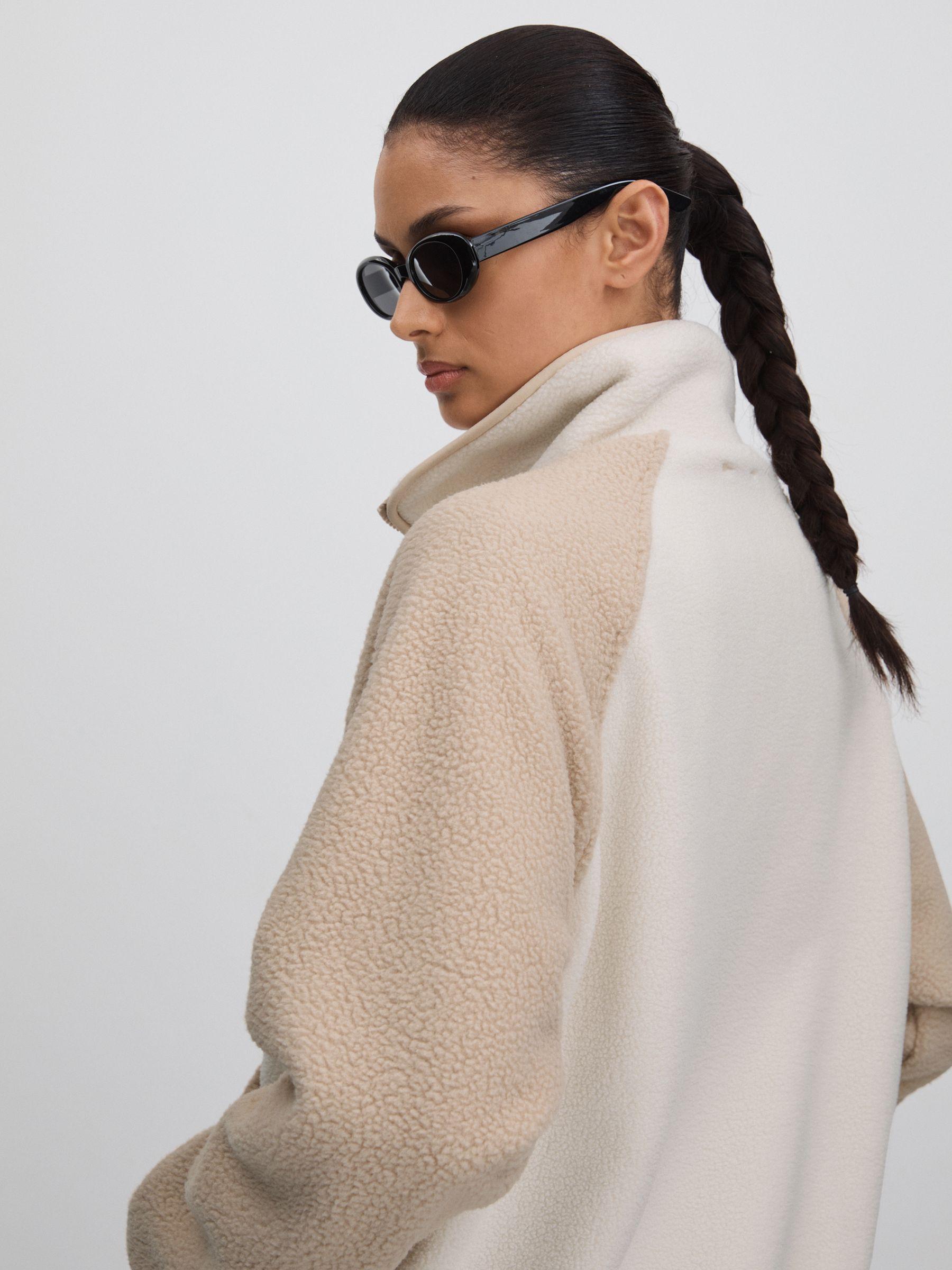 Fleece Funnel Neck Jacket in Natural Product Image