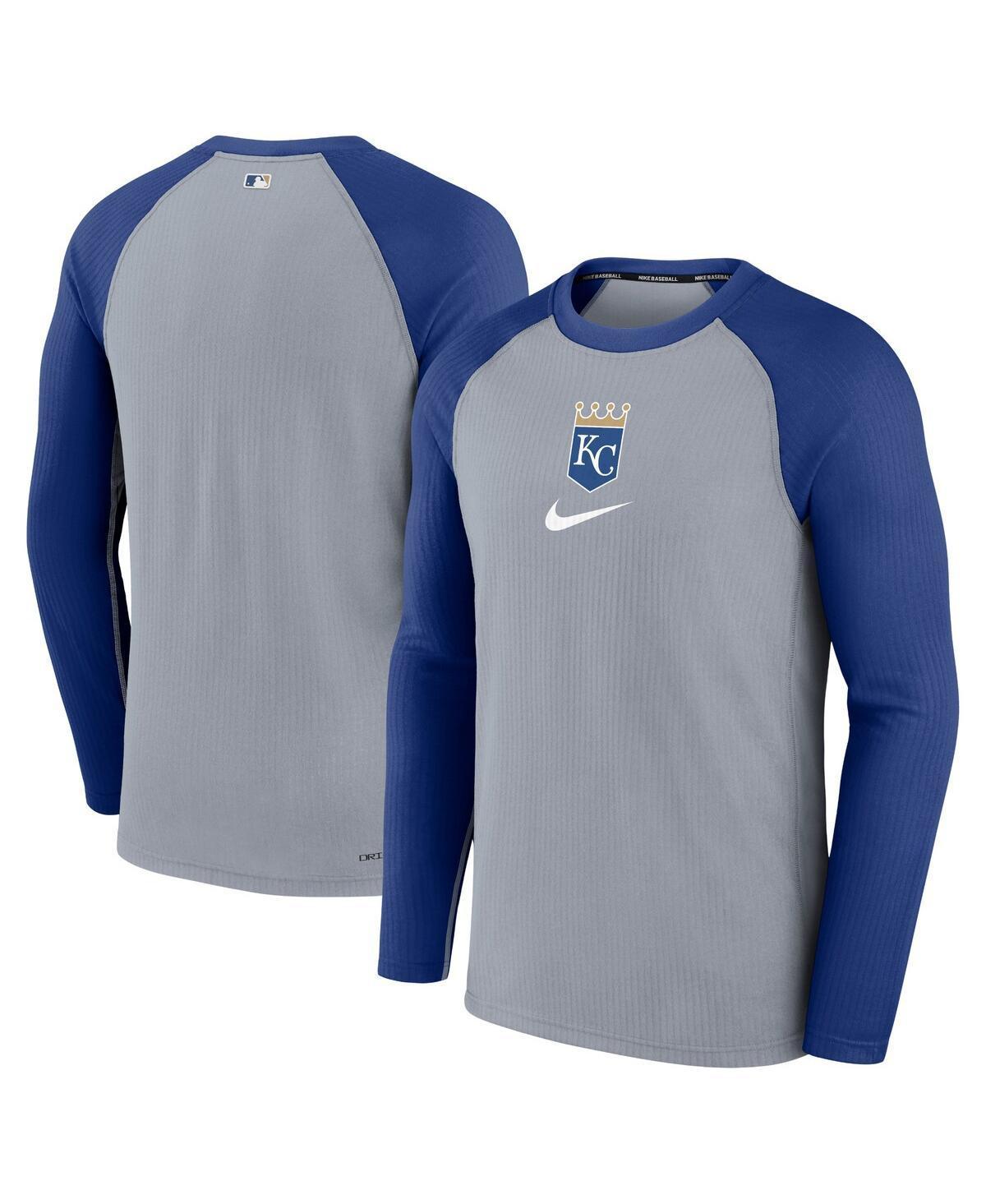 NIKE Men's  Gray Milwaukee Brewers Authentic Collection Game Raglan Performance Long Sleeve T-shirt Product Image