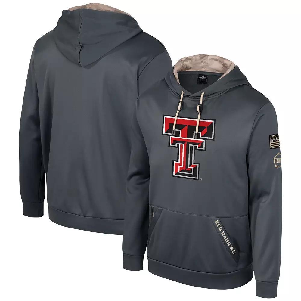 Mens Colosseum Charcoal Texas Tech Red Raiders OHT Military Appreciation Pullover Hoodie Product Image