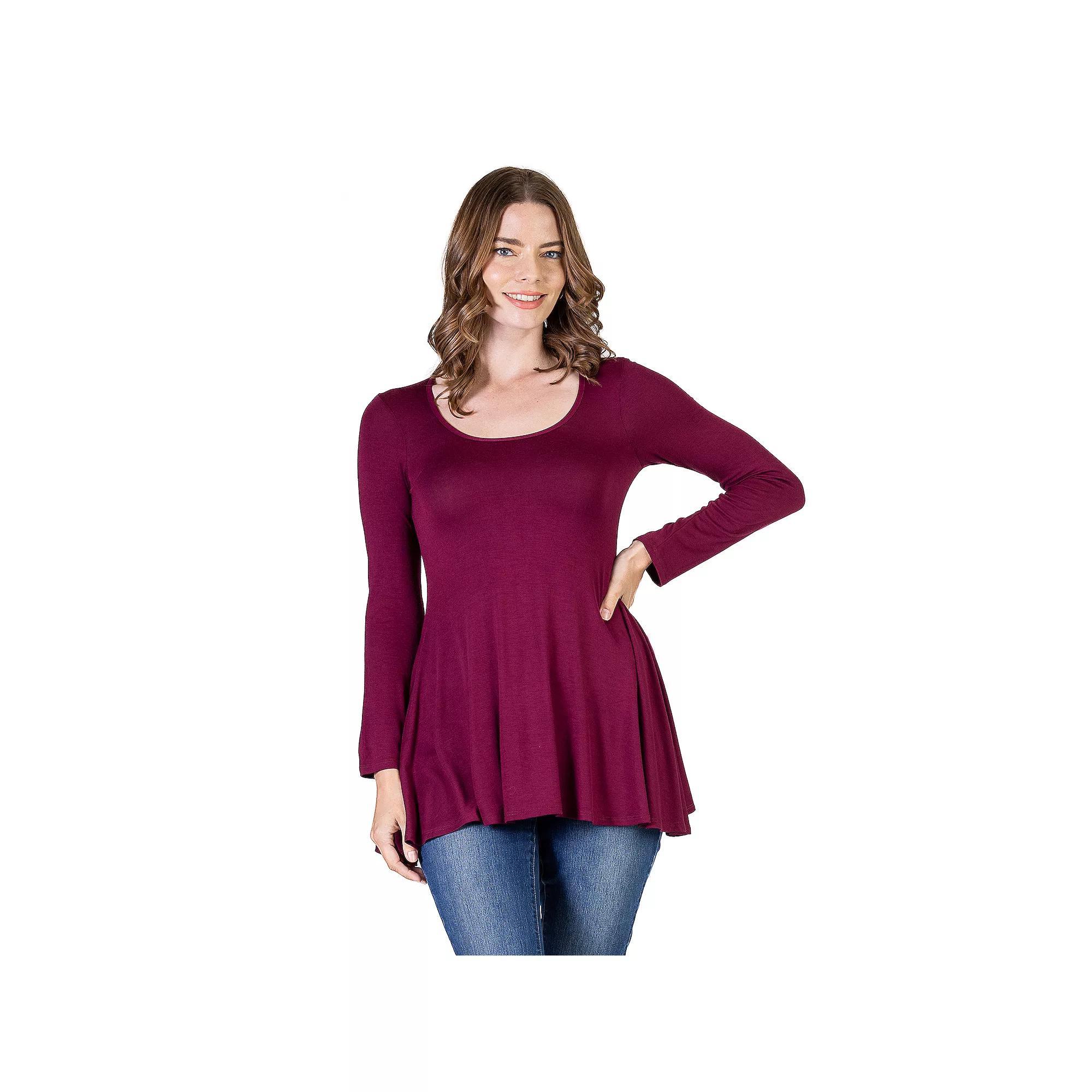 Womens 24Seven Comfort Apparel Swing Style Flared Tunic Top Purple Product Image