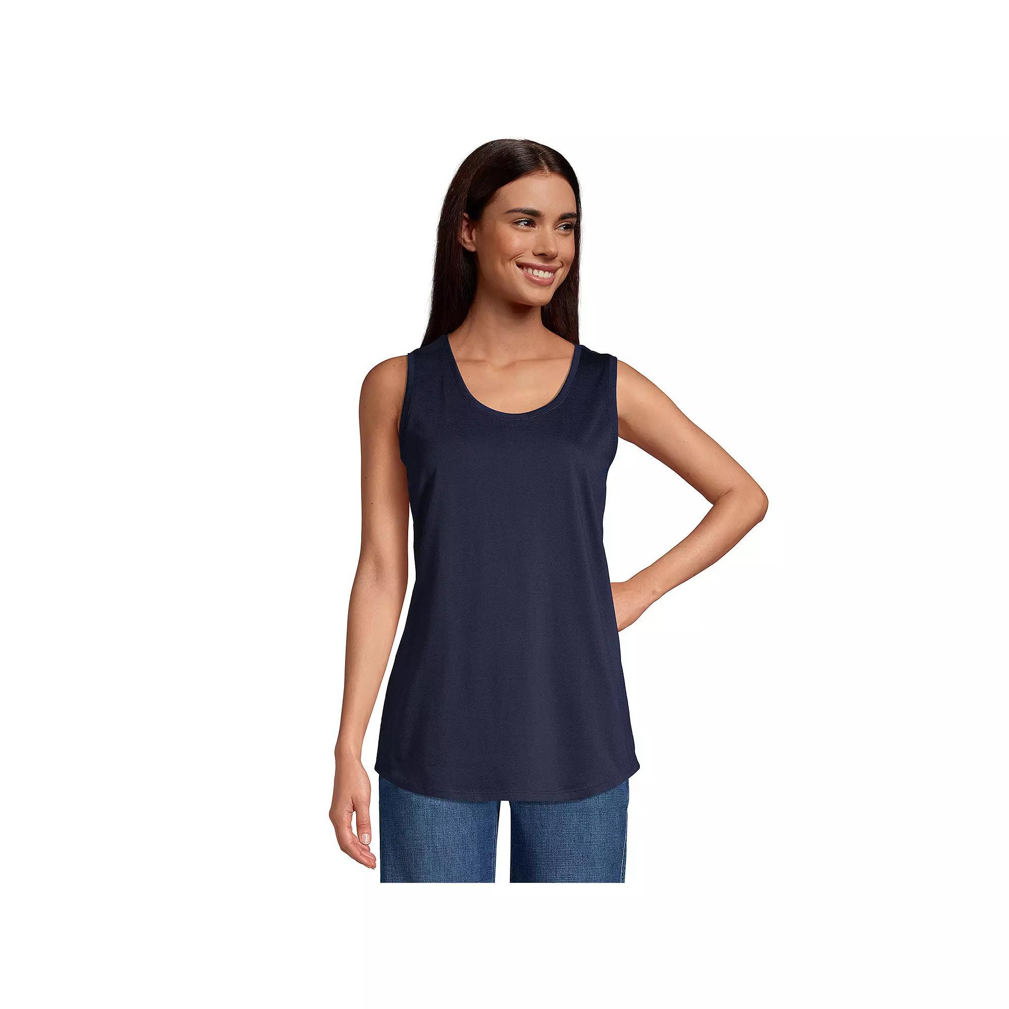 Women's Lands' End Supima Cotton Scoopneck Tunic Tank Top, Size: Small Petite, Black Product Image