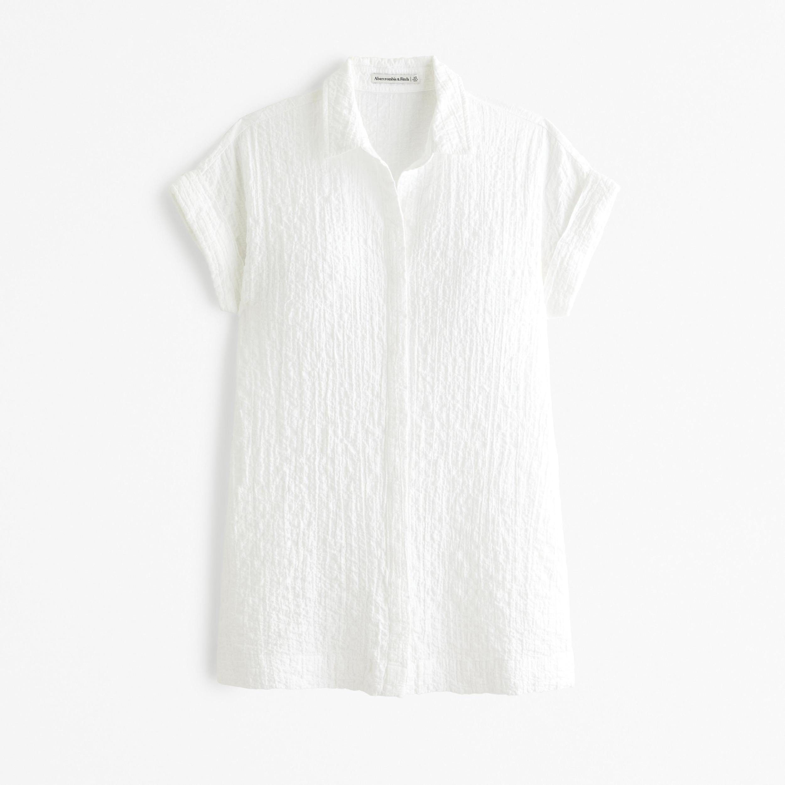 Textured Button-Through Shirt Dress Product Image