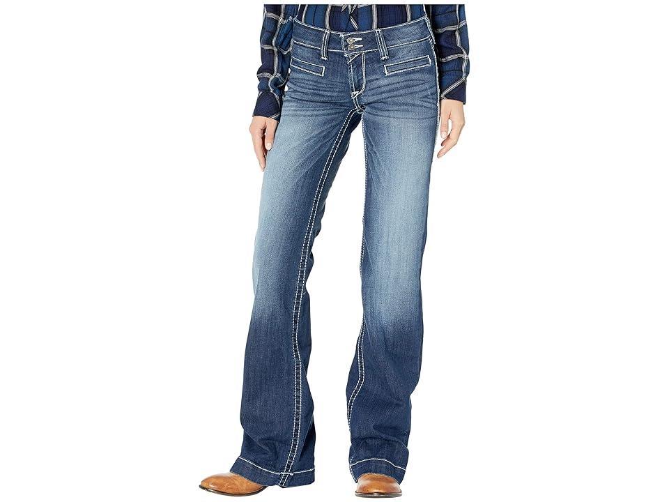 Ariat Mid Rise Stretch Denim Embroidered Pocket Wide Leg Jeans Product Image