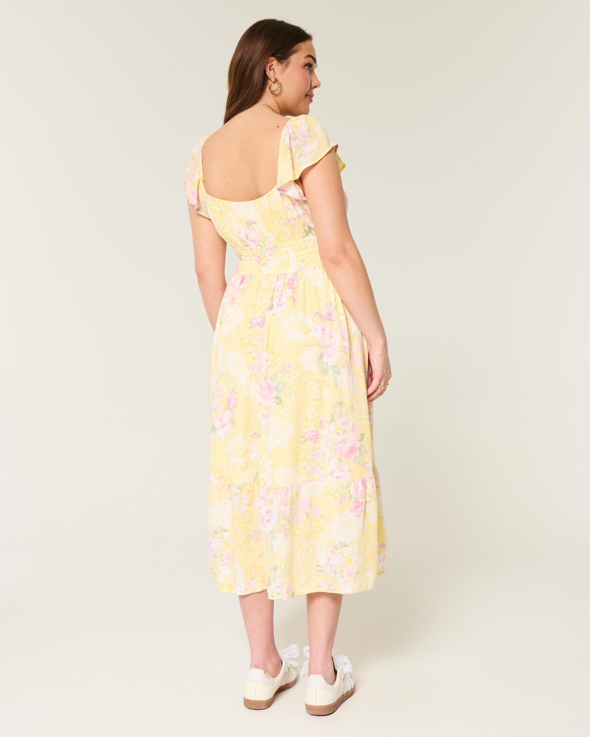 Flutter Sleeve Double-Tie Midi Dress Product Image