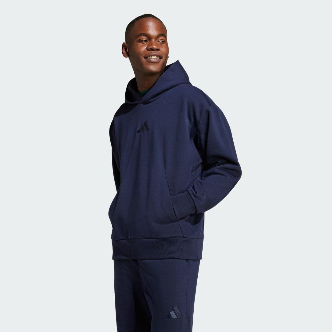 adidas ALL SZN Fleece Hoodie Black S Mens Product Image