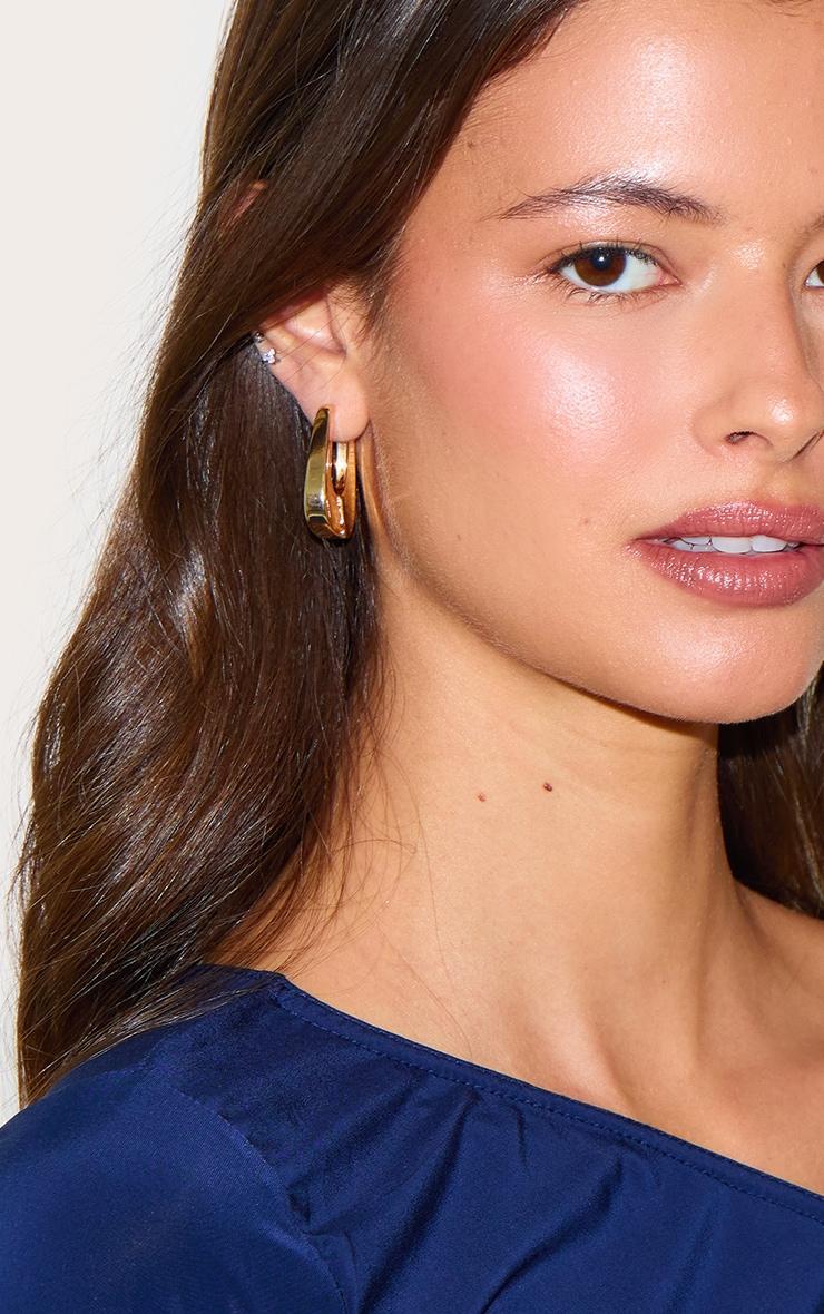 Gold Chunky Clasp Hoop Earrings Product Image