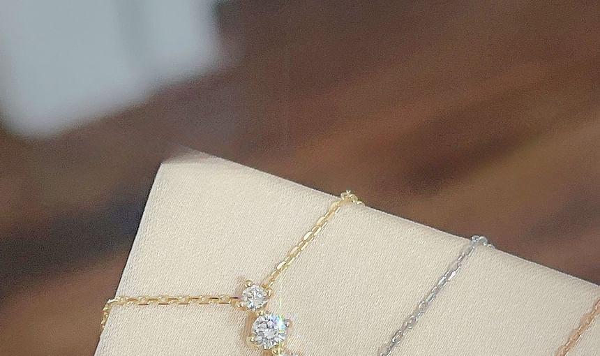 Rhinestone Pendant Sterling Silver Necklace Product Image