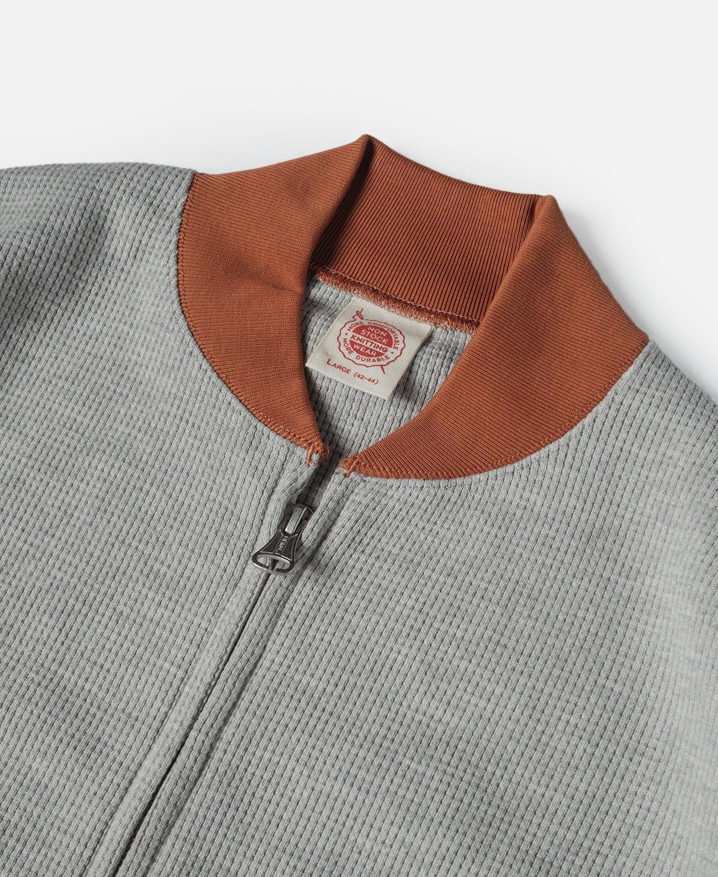 Waffle Cotton Full-Zip Track Jacket - Gray Product Image