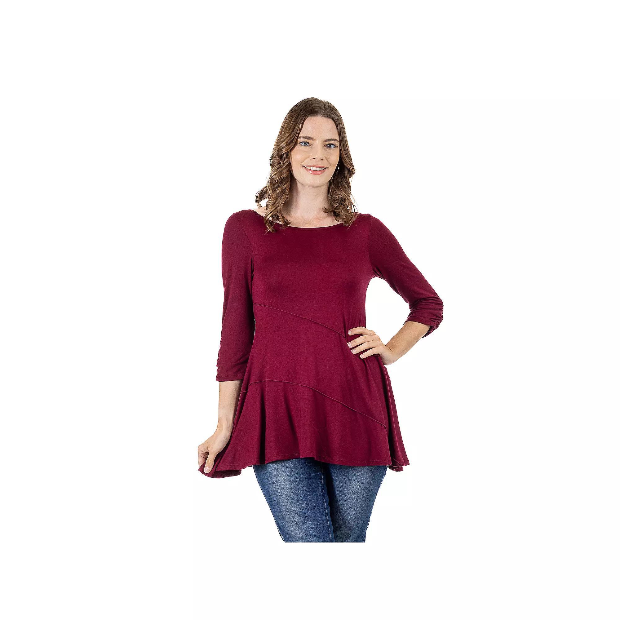Womens 24Seven Comfort Apparel Ruched Swing Tunic Top Product Image