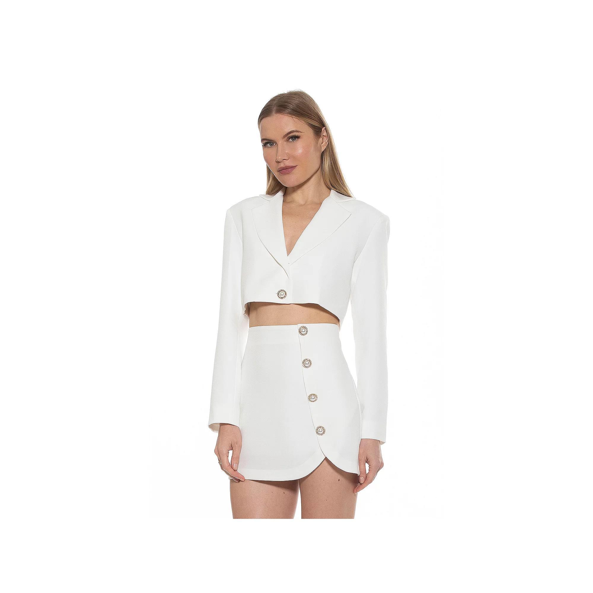Women's ALEXIA ADMOR Jane Cropped Long Sleeve Jacket, Size: 12, Nude Product Image
