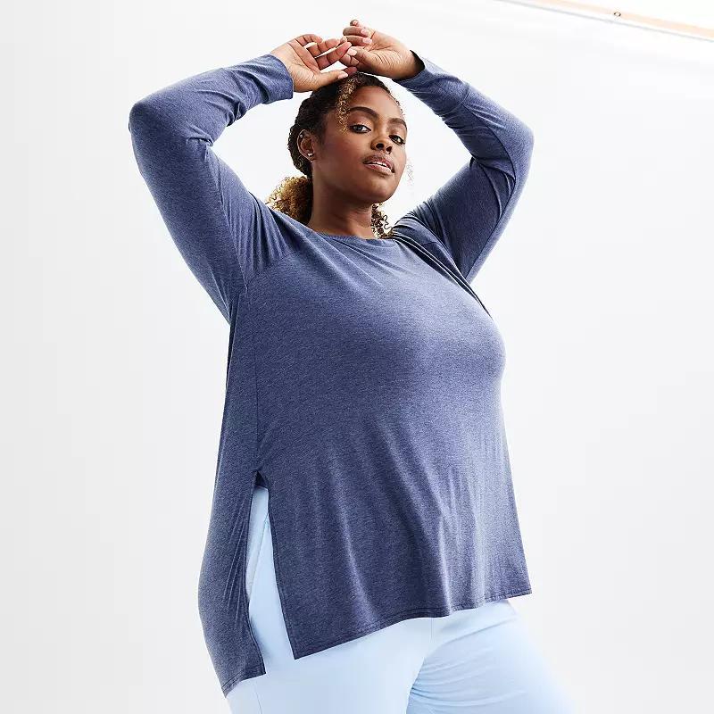 Plus Size Tek Gear® Long Sleeve Tunic Tee, Women's, Size: 3XL, Mineral Black Product Image