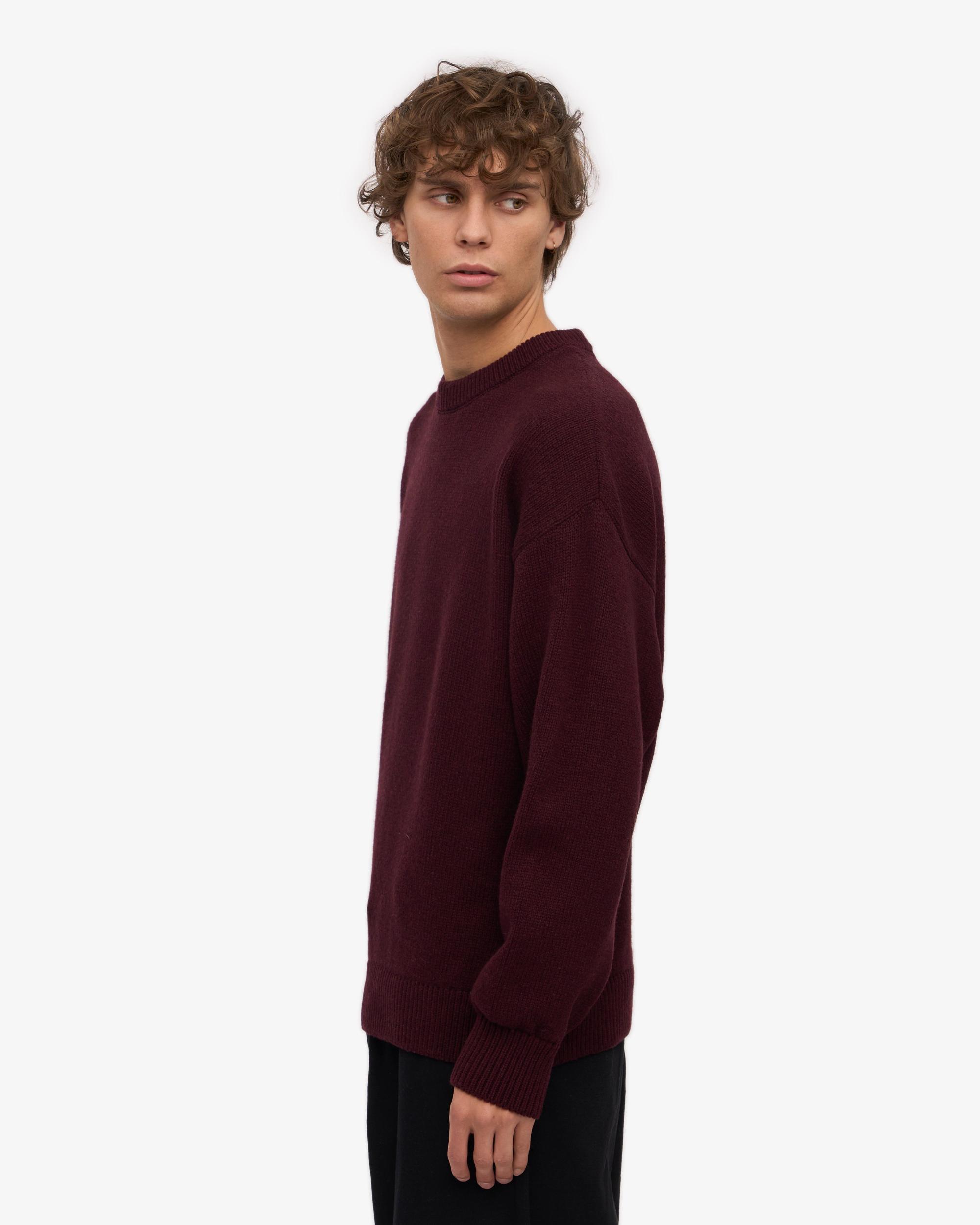 Oversized Merino Wool Crew - Oxblood Red Product Image
