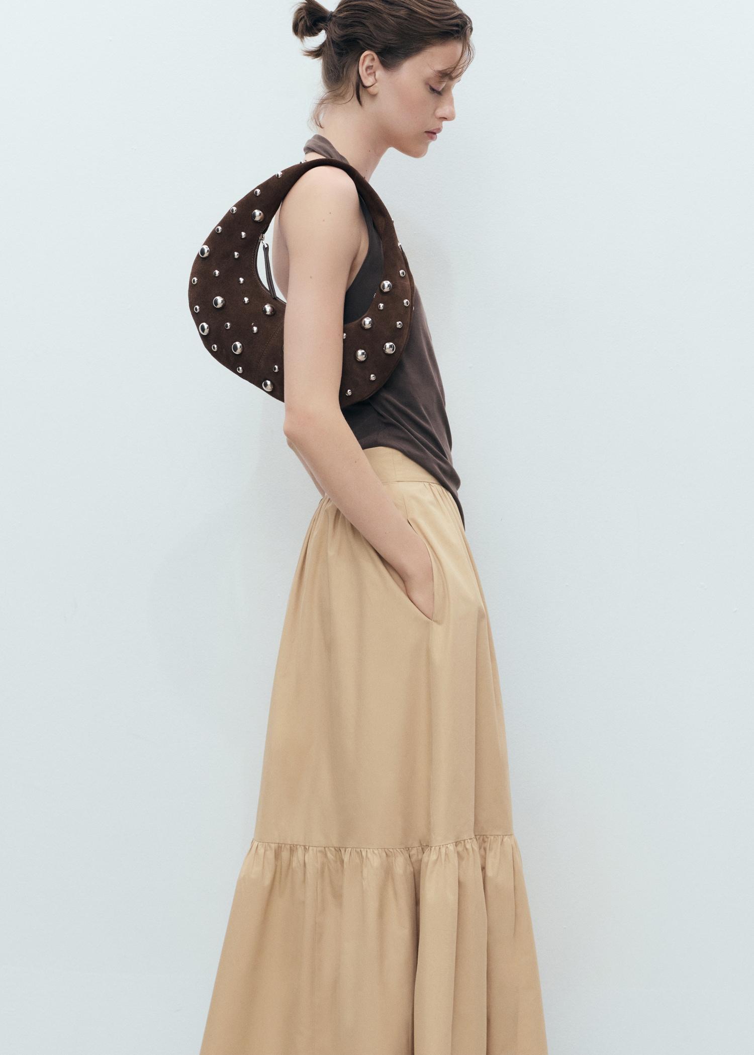 Long cotton A-line skirt - Women | MANGO USA Product Image