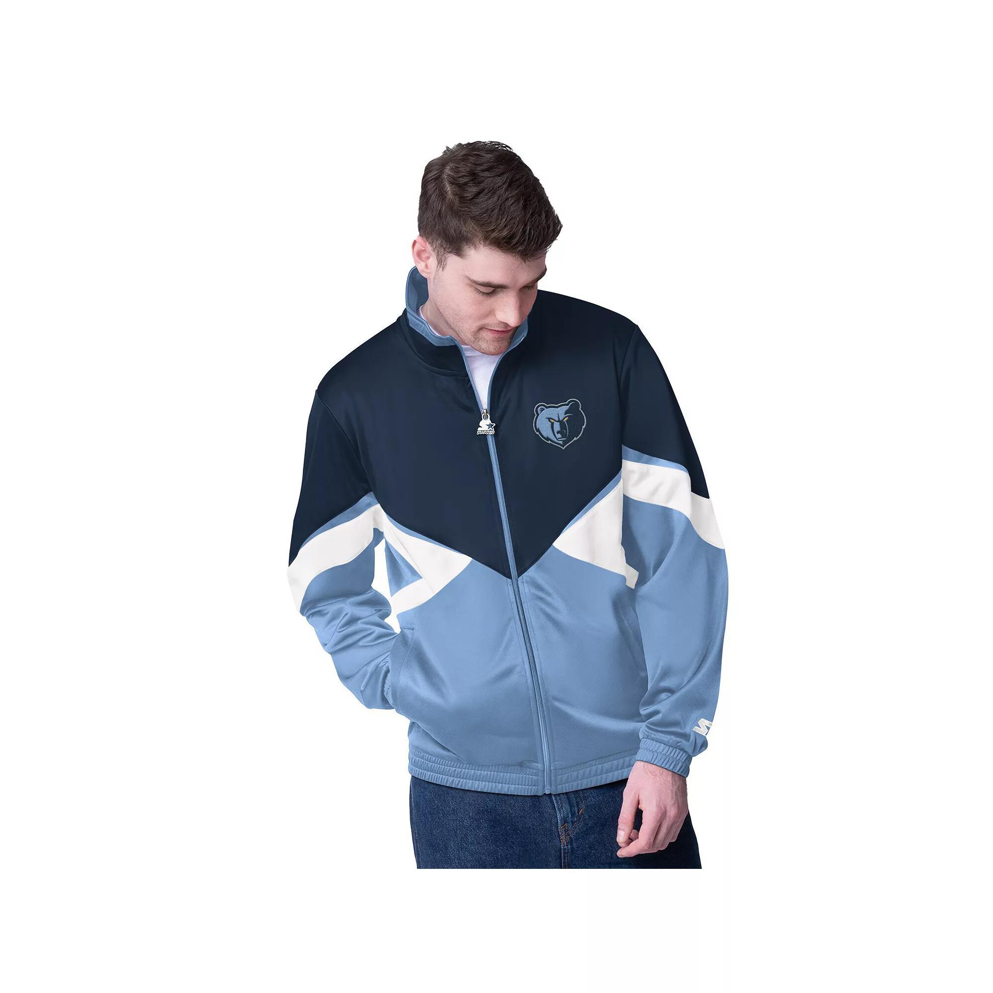 Mens Starter Navy/Light Blue Memphis Grizzlies Rush Applique Full-Zip Track Jacket Grz Blue Product Image