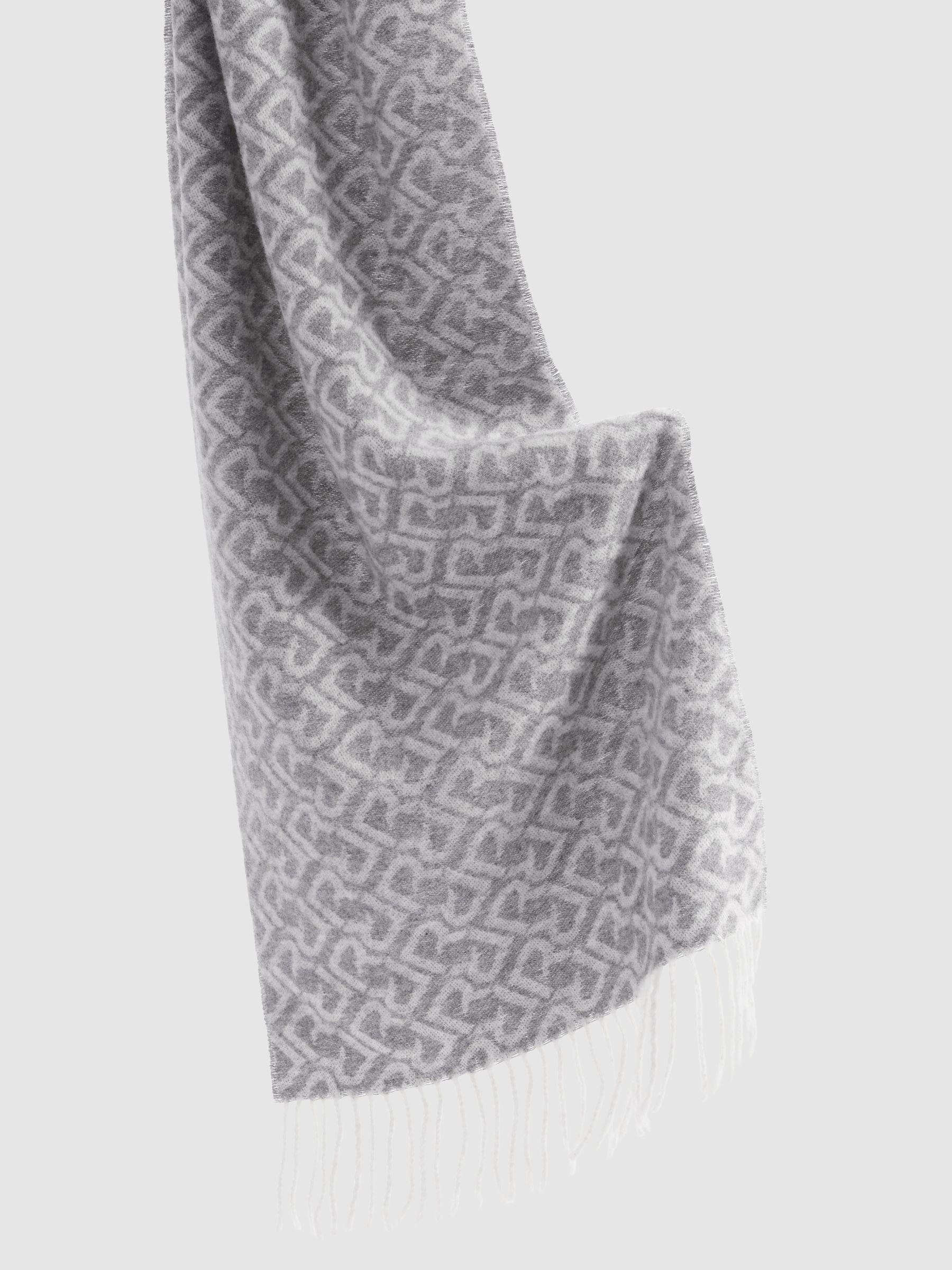 Logo-Jacquard Scarf With Wool in Charcoal / Off White Product Image