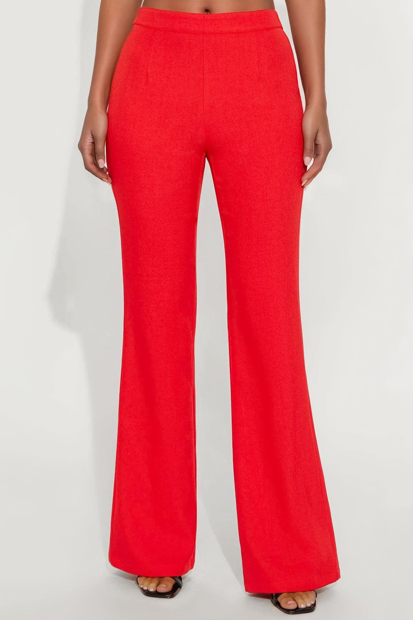Abrina Twill Flare Pant - Red Product Image