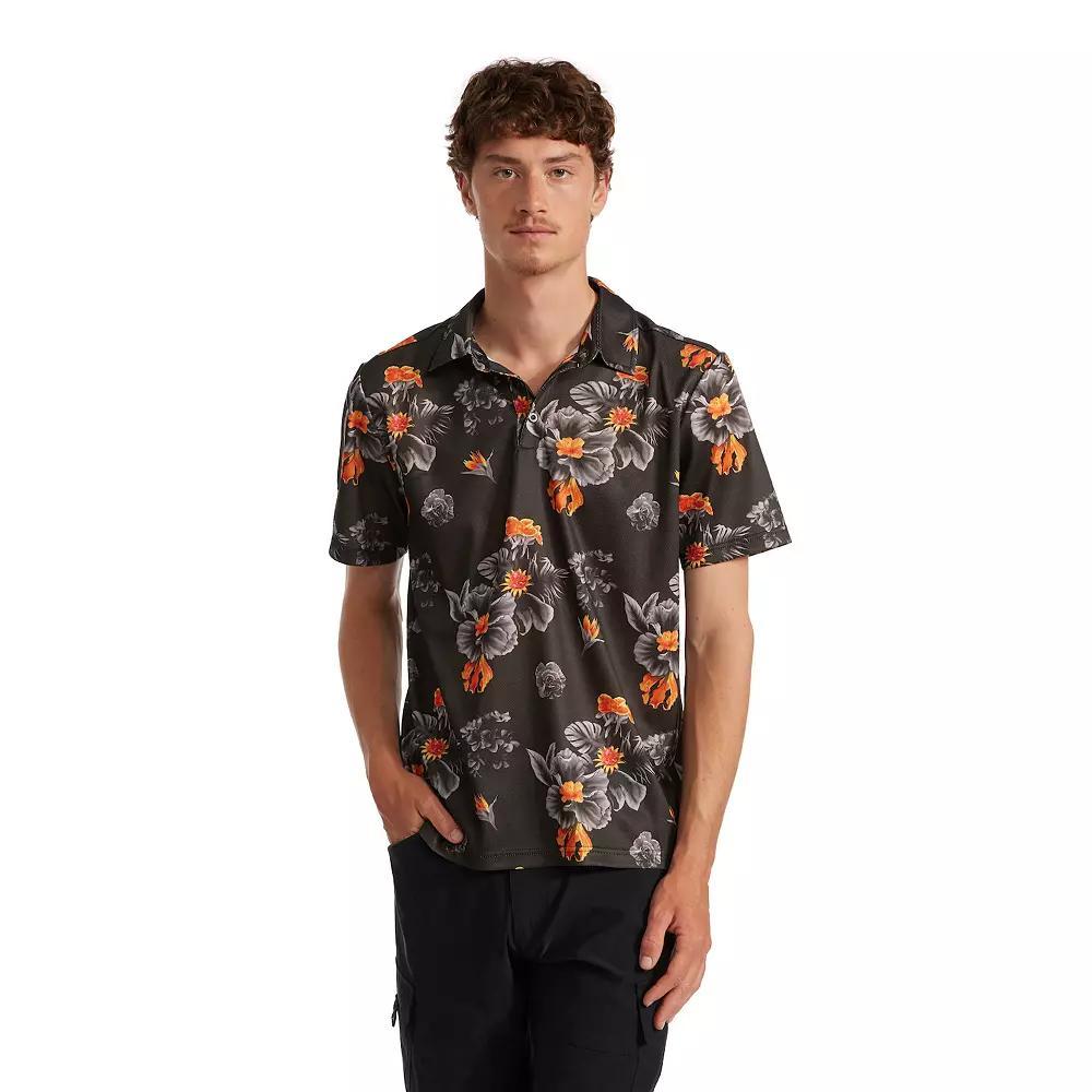 Men's Matix Tropical Print Polo, Size: Small, Black Product Image