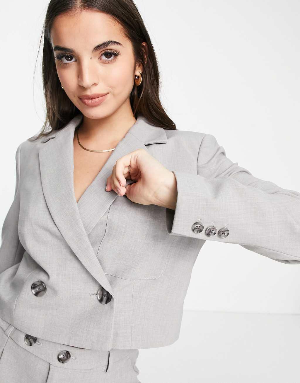 Stradivarius cropped blazer in gray - part of a set Product Image
