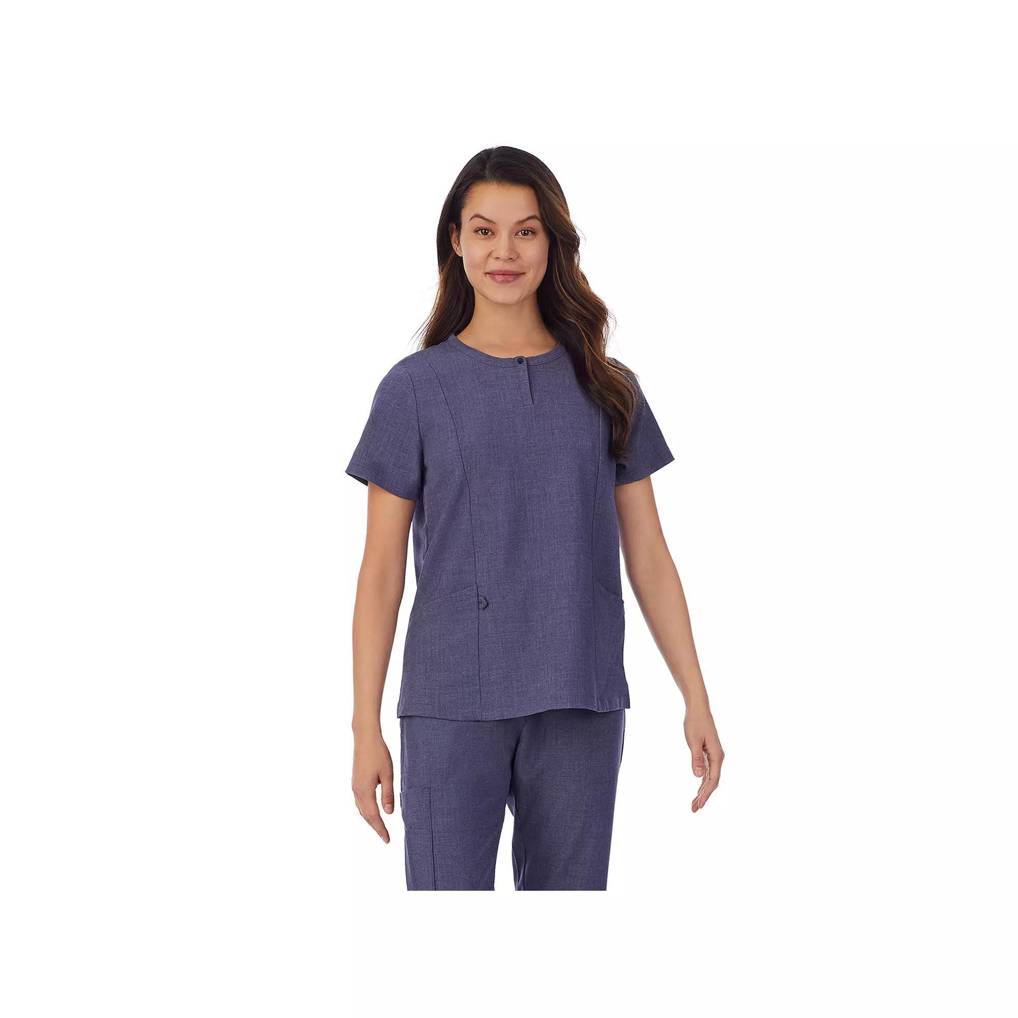 Women's Cuddl Duds® Scrubs Henley Top With 2 Pockets, Size: XL, Navy Grey Product Image