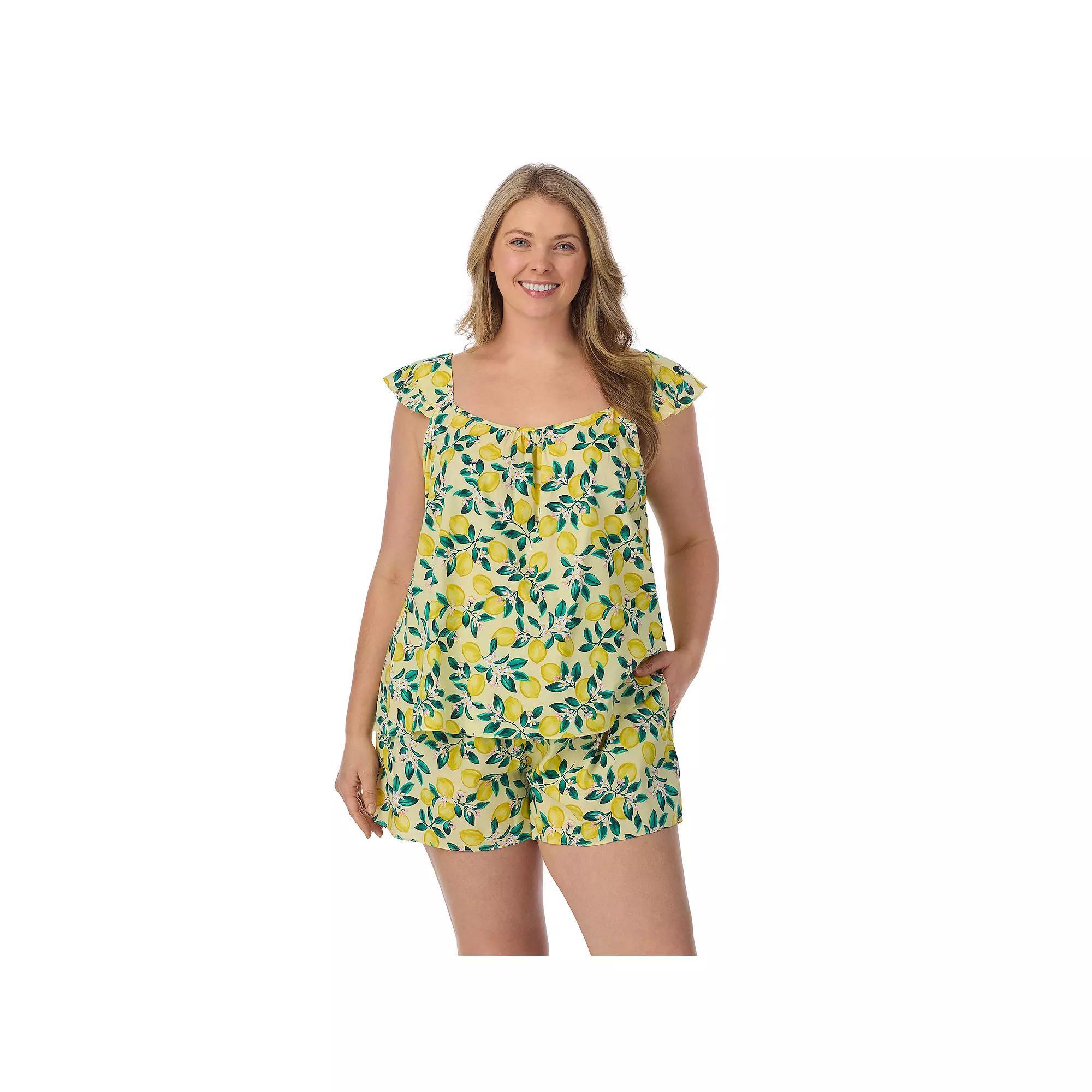 Plus Size Draper James 2-Piece Woven Pajama Tank Top & Pajama Boxers Set, Women's, Size: 1XL, Lemons Product Image