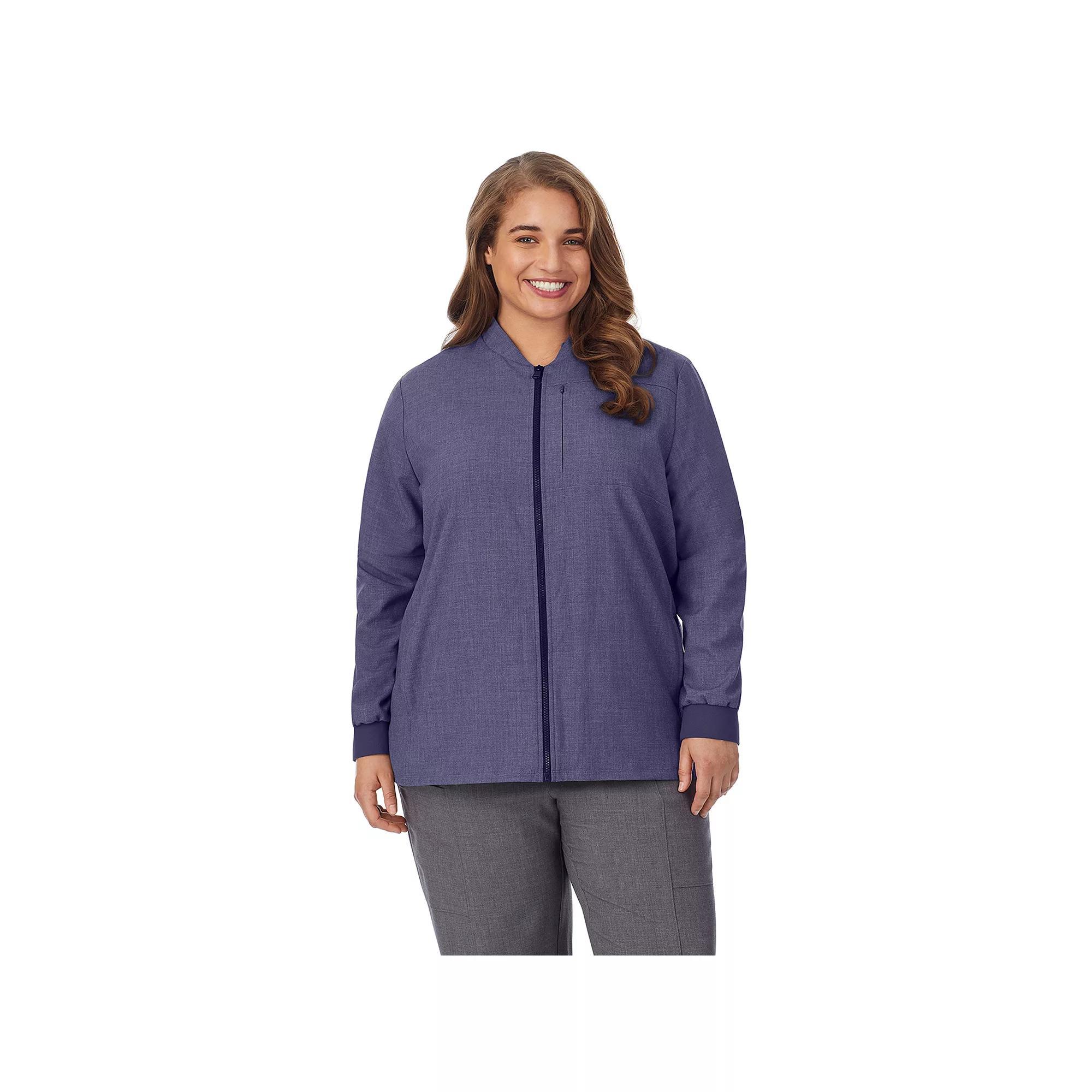 Plus Size Cuddl Duds® Scrubs 5-Pocket Lined Jacket, Women's, Size: 3XL, Navy Grey Product Image