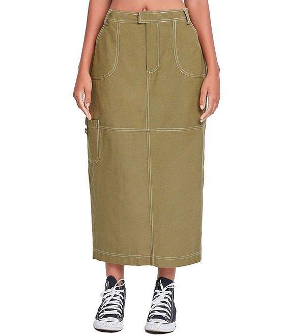 YMI Jeanswear Mid Rise Cargo Maxi Skirt Product Image