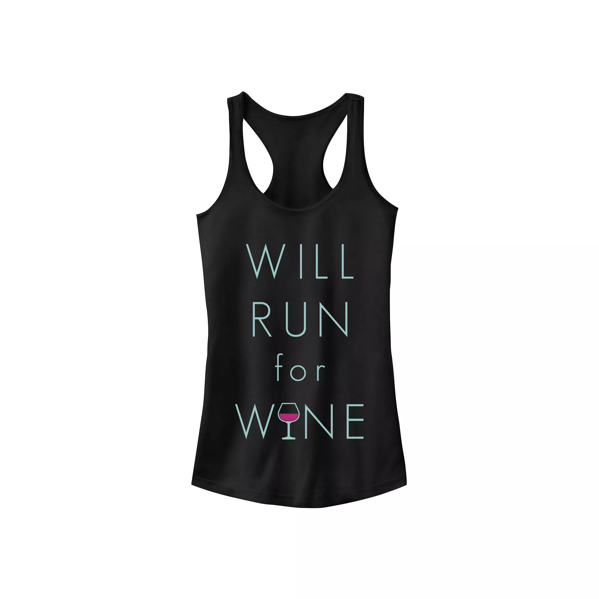 Women's Chin-Up Run For Wine Racerback Tank Top, Girl's, Size: XL, Black Product Image