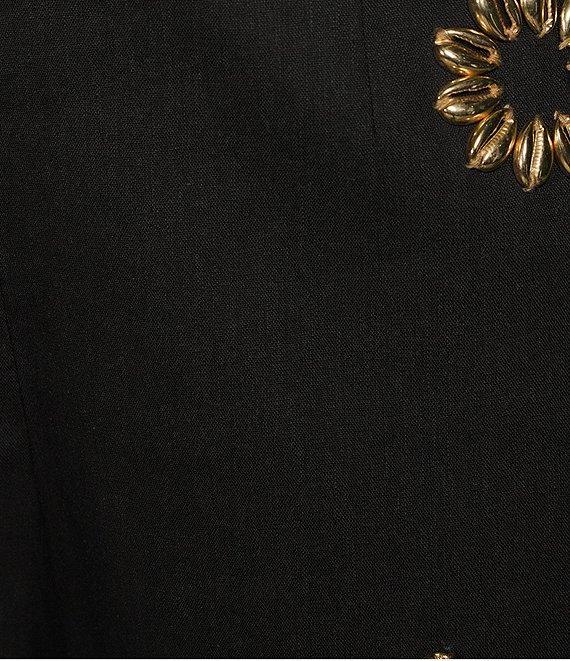 Antonio Melani Coordinating Clena Linen Blend Shell Embellished Flat Front Shorts Product Image